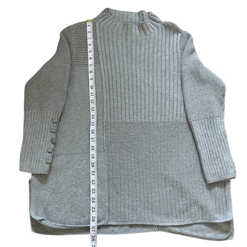 Habitat Textured Mock Neck Sweater 100% Cotton Gray Small Minimalist Neutral - Picture 14 of 14